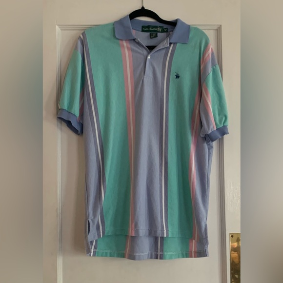 Vtg Knights Of The Round Table Polo Shirt M/M 40  Pastels Stripes Golf Grandpa - Picture 8 of 9